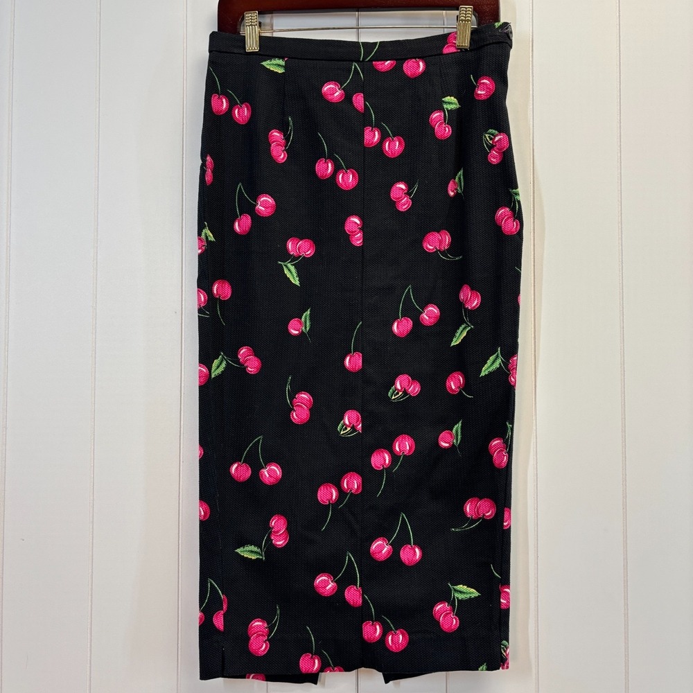 Vintage Briggs Womens Mod Whimsical Cherry Straight Skirt Size 10 Textured Chic